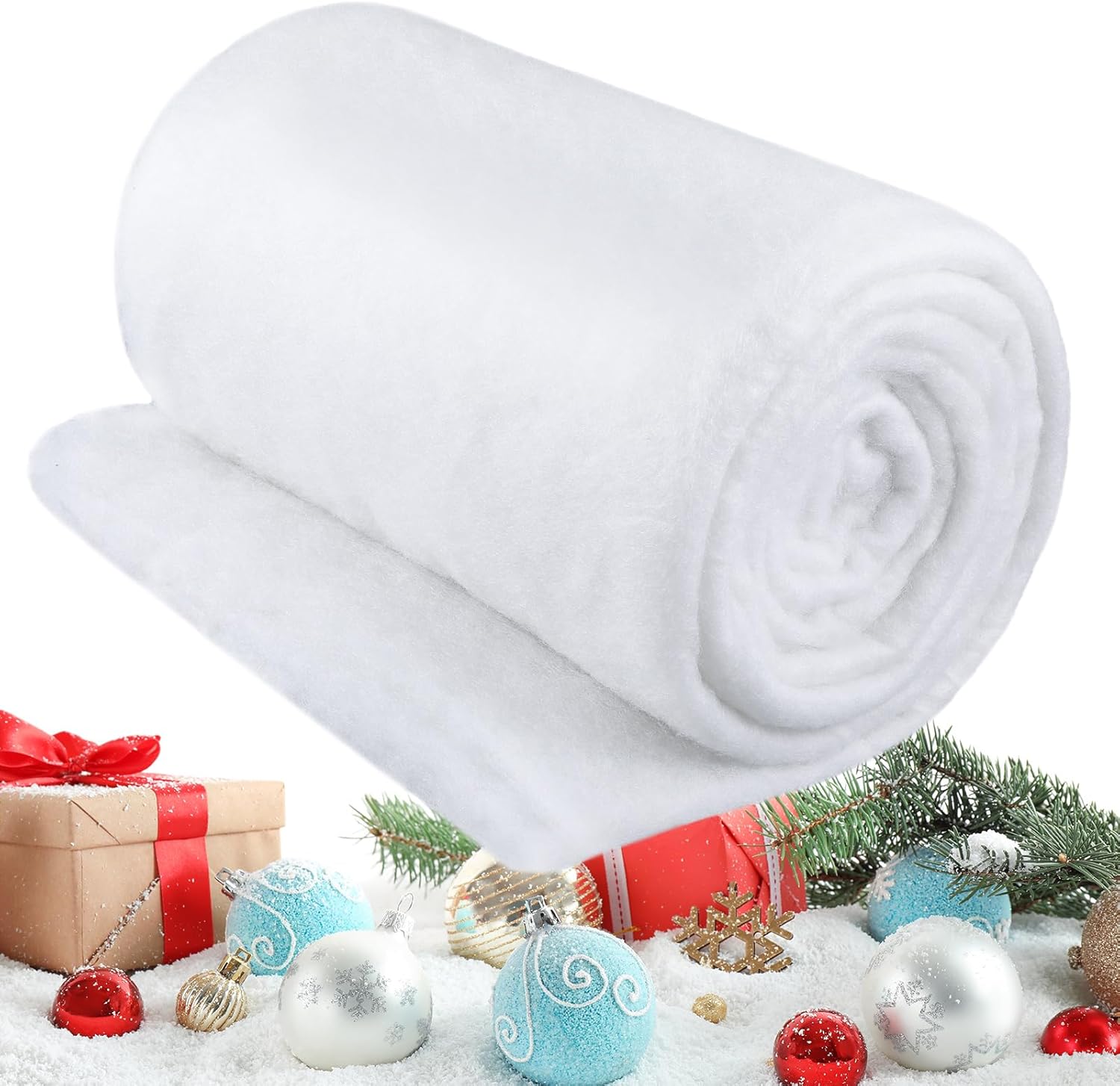 Tondiamo Christmas Snow Blanket Roll - 5ft x 10ft Large Artificial Winter White Mat for Holiday Decor