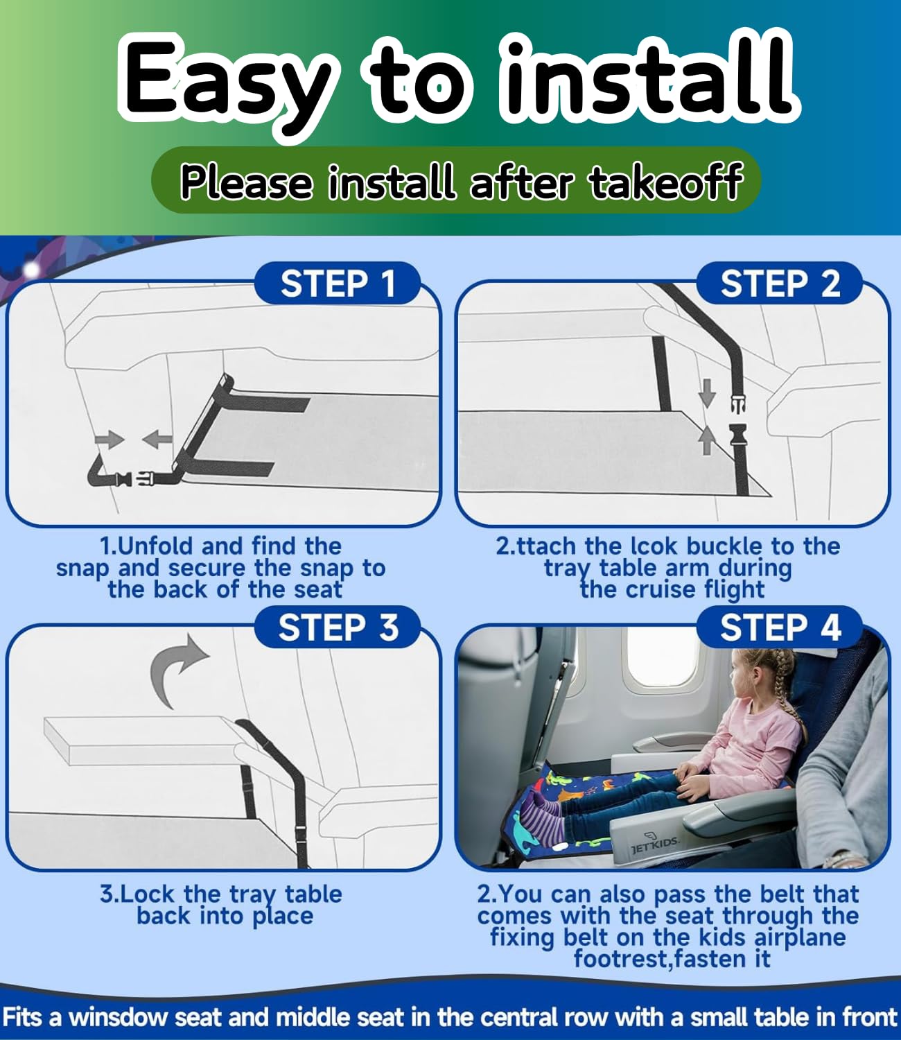 Toddler Airplane Bed for Toddler - 30×17in, Cute Cartoon Airplane Seat Extender for Kids, Portable Travel Bed for Airplane, Travel Essentials for Kids, Baby Travel Footrest for Plane Flying for 1-3