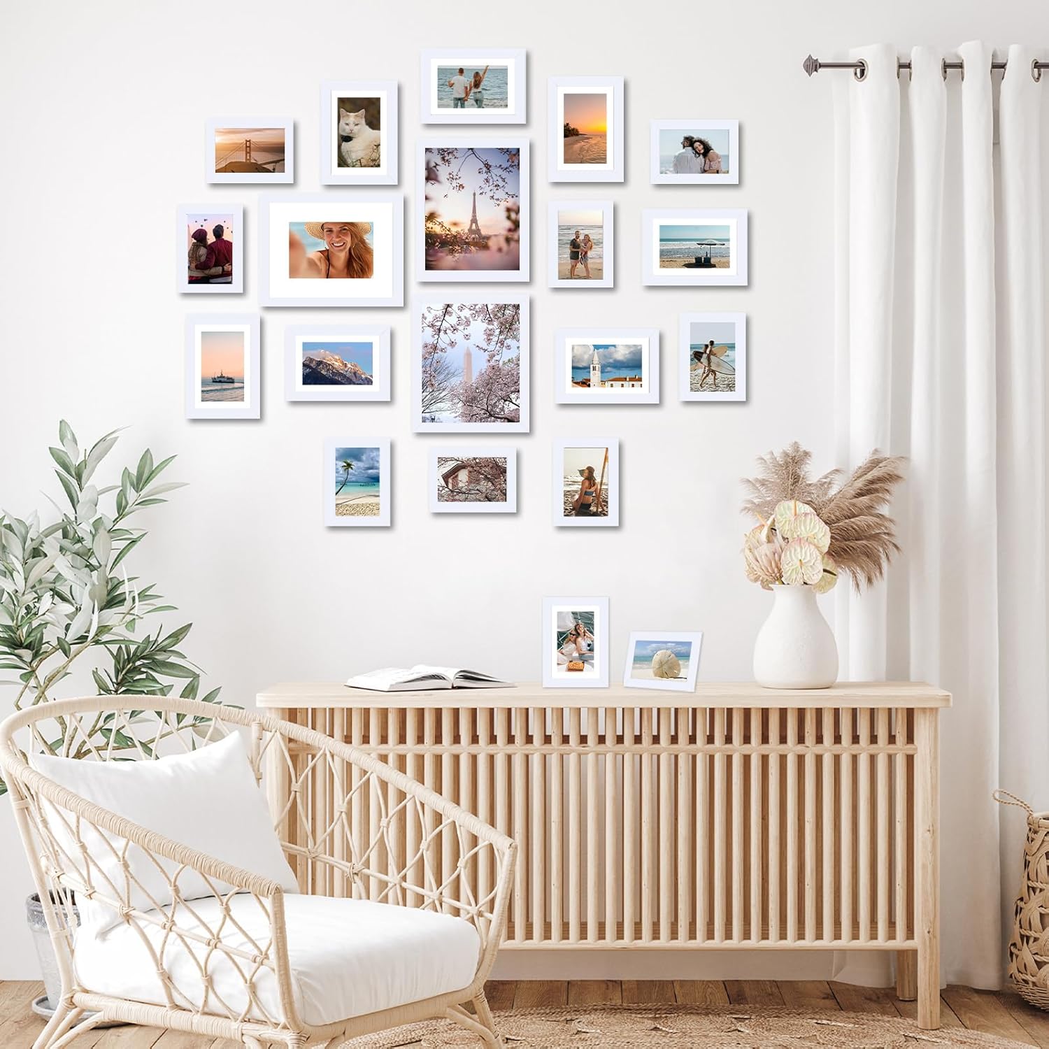 Regine Switzerland Picture Frames Collage Set - 20 Packs for Wall Decor & Tabletop Display | Multi Sizes in White