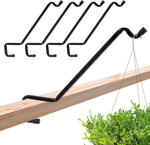 Biubee 4 Pack Deck Bird Feeder Hanger - Durable Metal Plant Hanger for 2" x 4" & 2" x 6" Railings
