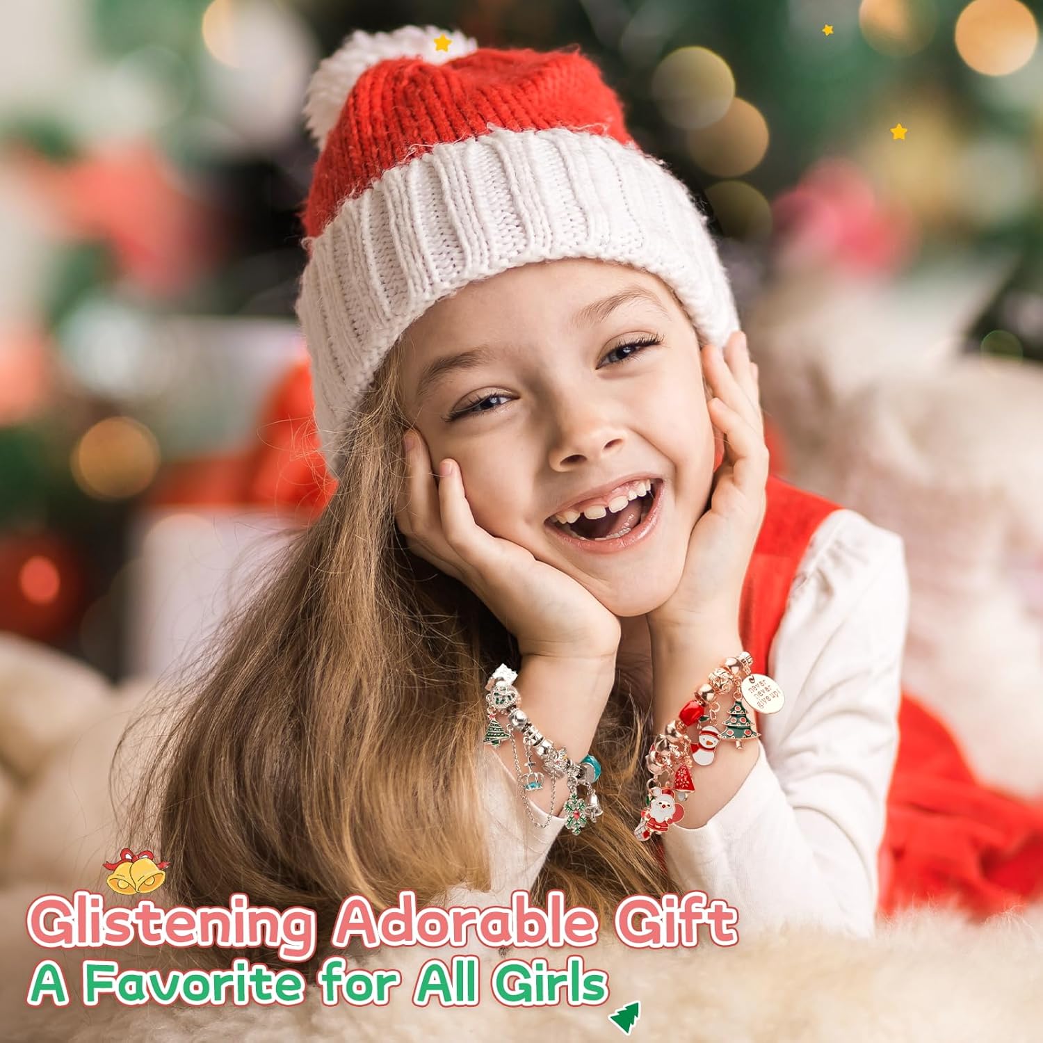Regine Switzerland Advent Calendar 2025 - 24-Day Christmas Countdown Red DIY Charm Bracelet for Girls