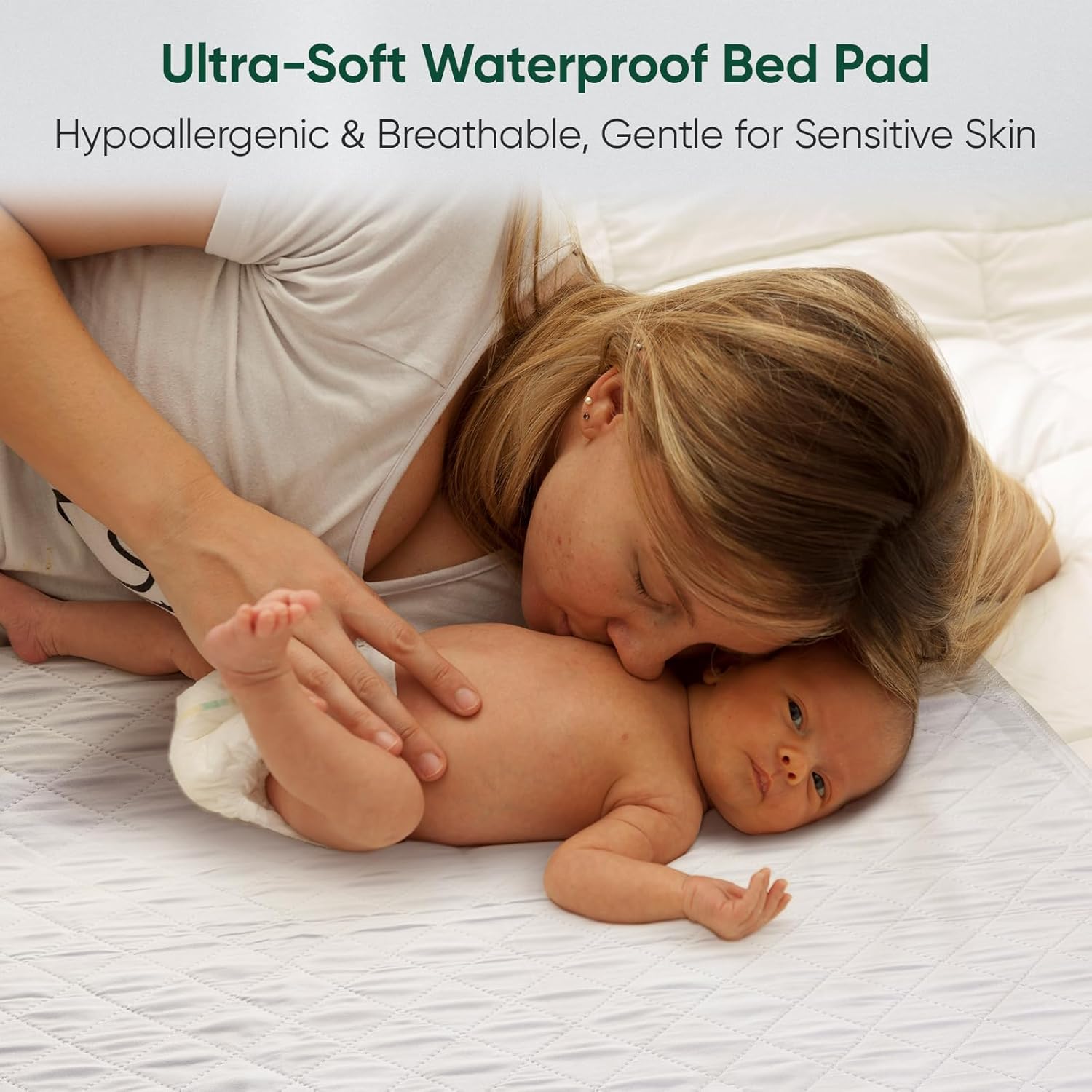 Regine Switzerland Washable Waterproof Bed Pads - Queen Size (60" x 36") for Incontinence Support