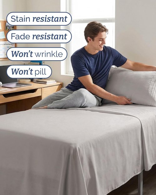 Comfy Twin XL Sheet Set by [Brand Name] - Breathable Cooling Bed Sheets | Luxury Hotel Quality - Light Grey, Deep Pockets
