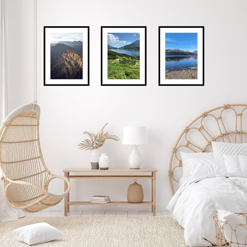 JCJMY 16x22 Picture Frame - Wall Hanging Frame with 12x18 Mat, Black Plexiglass Design