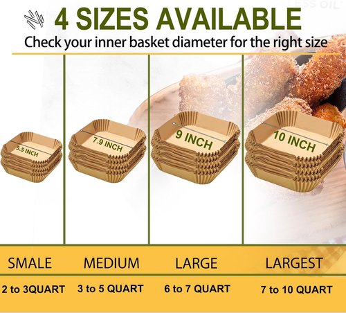 Instant Pot | Air Fryer Disposable Paper Liners - 150 Pcs, 7.9 Inches for 3-6QT Baking & Roasting