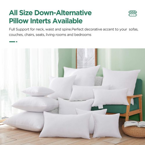 Acanva Decorative Square Throw Pillow Inserts for Sofa Bed Couch & Chairs, 24x24(4 Count), White