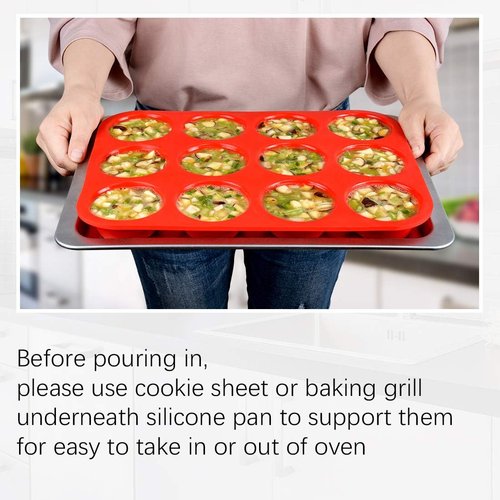 CAKETIME Silicone Muffin Pan Set - 3-Piece Bakeware with Mini 24 Cups, Regular 12 Cups & Jumbo 6 Cups