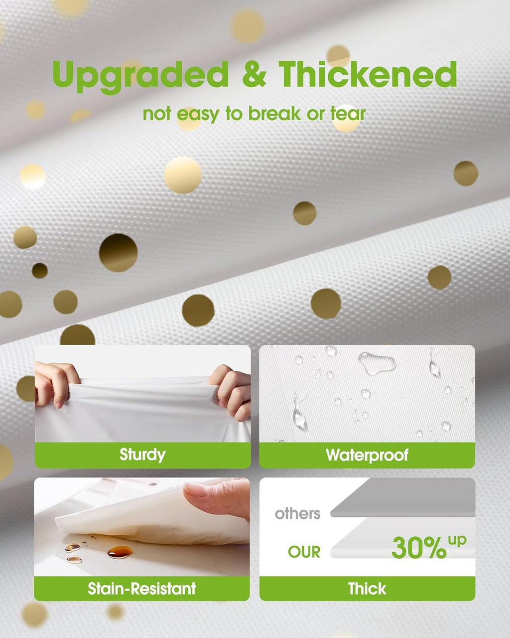 Pureegg Disposable Plastic Tablecloths - 8 Pack, 54 x 108 Inch, Leakproof & Sturdy for Graduation Parties | White Gold