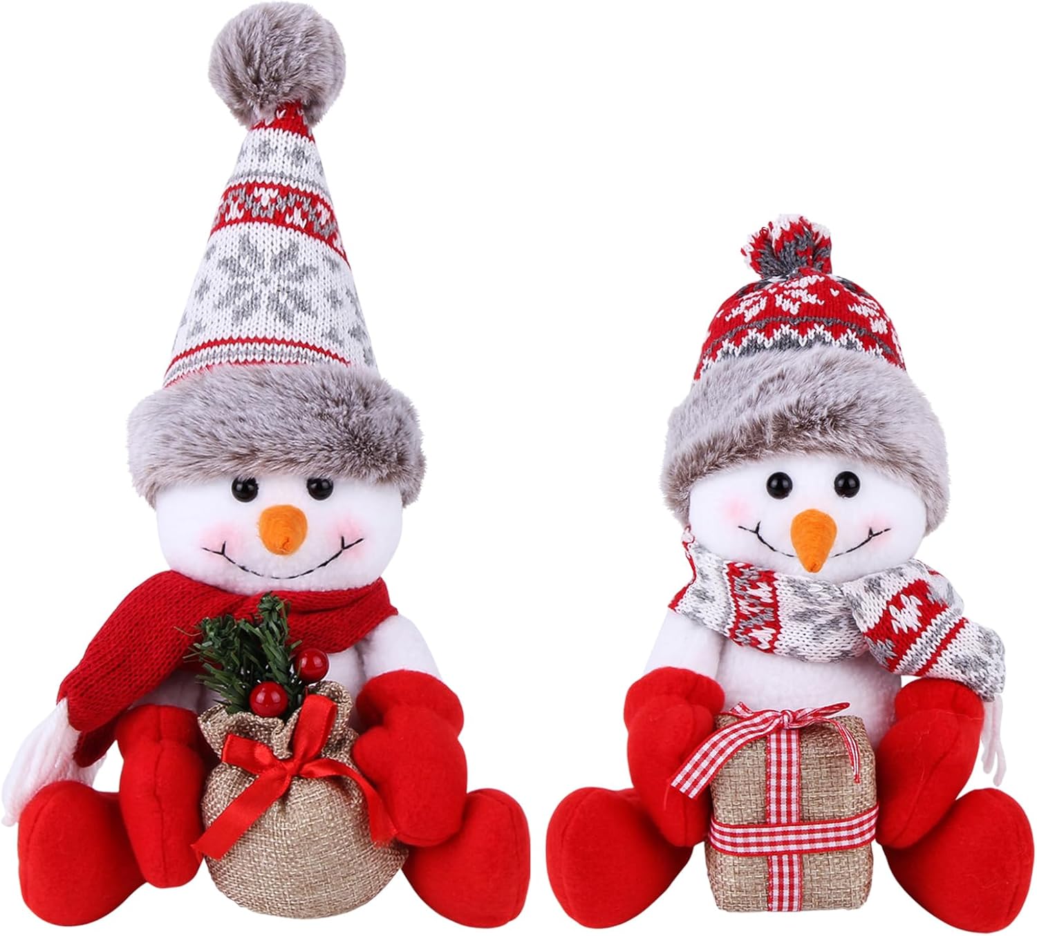 Skiennix Christmas Snowman Decorations - 2 Pack Indoor Ornaments for Holiday Home Decor | Gift-Ready Dolls