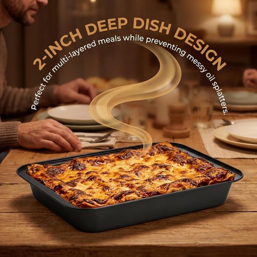 Lyellfe Non-Stick Baking Pans - 3 Pack Rectangle Cake Trays, 13 x 9 Inch for Brownies & Casseroles, BPA Free