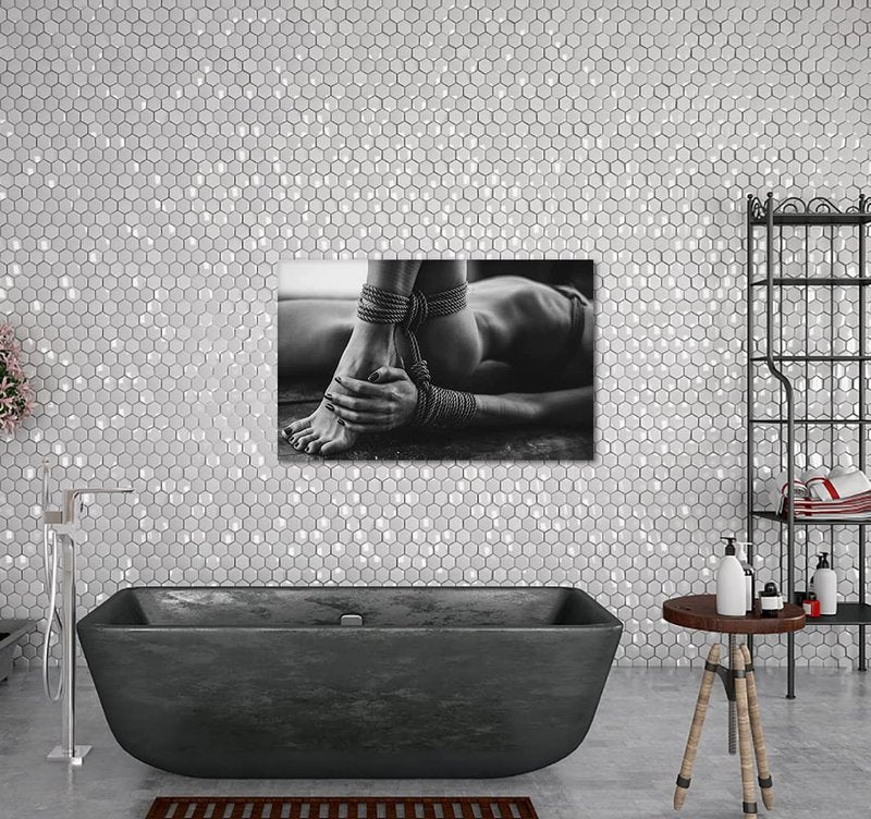 Yatsen Bridge Sexy Canvas Wall Art Black White Nude Woman Paintings Posters and Prints Modern Bondage Pictures Wall Decor for Living Room Bedroom Decoration Framed Ready to Hang - 44x28inch
