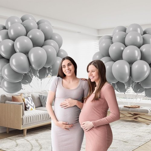 Gray Balloons - 12 Inch Grey Latex Balloons | 50 Pack for Birthday, Baby Shower & Wedding Decorations