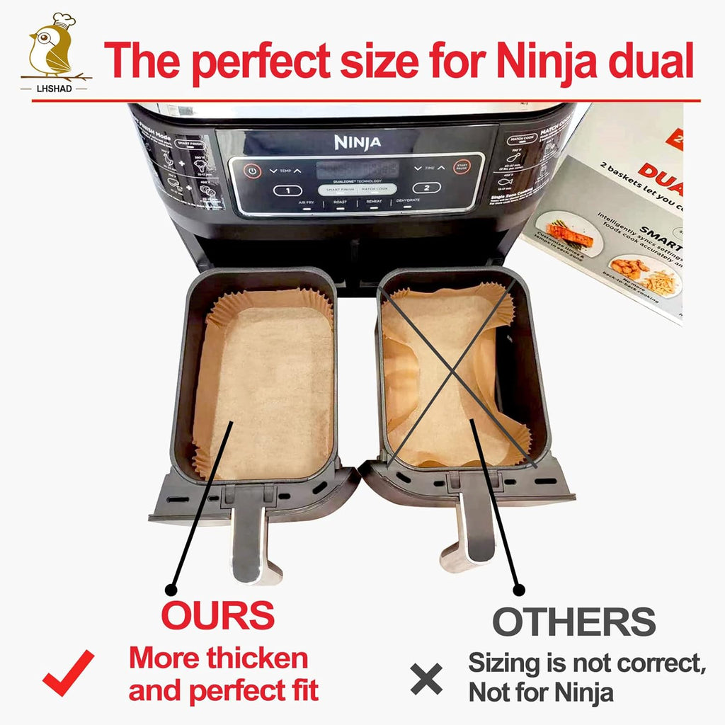 Ninja Foodi Air Fryer Liner - Rectangular Parchment Paper for 8QT & 10QT Baskets | 125 Pcs