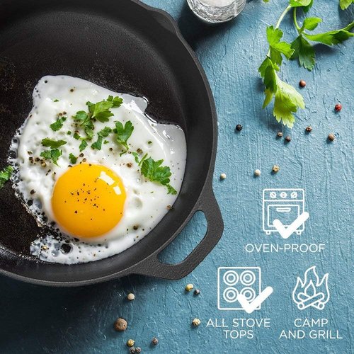Fresh Australian Kitchen 12" Cast Iron Skillet - Nonstick Pre-Seasoned Frying Pan for Cooking
