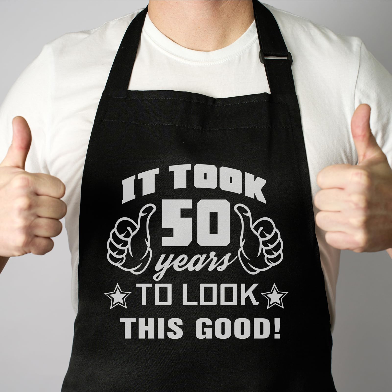 Xmeden 50th Birthday Gifts for Men, Apron Gifts for Husband Wife Friends, Kitchen Chef Aprons with 2 Pockets