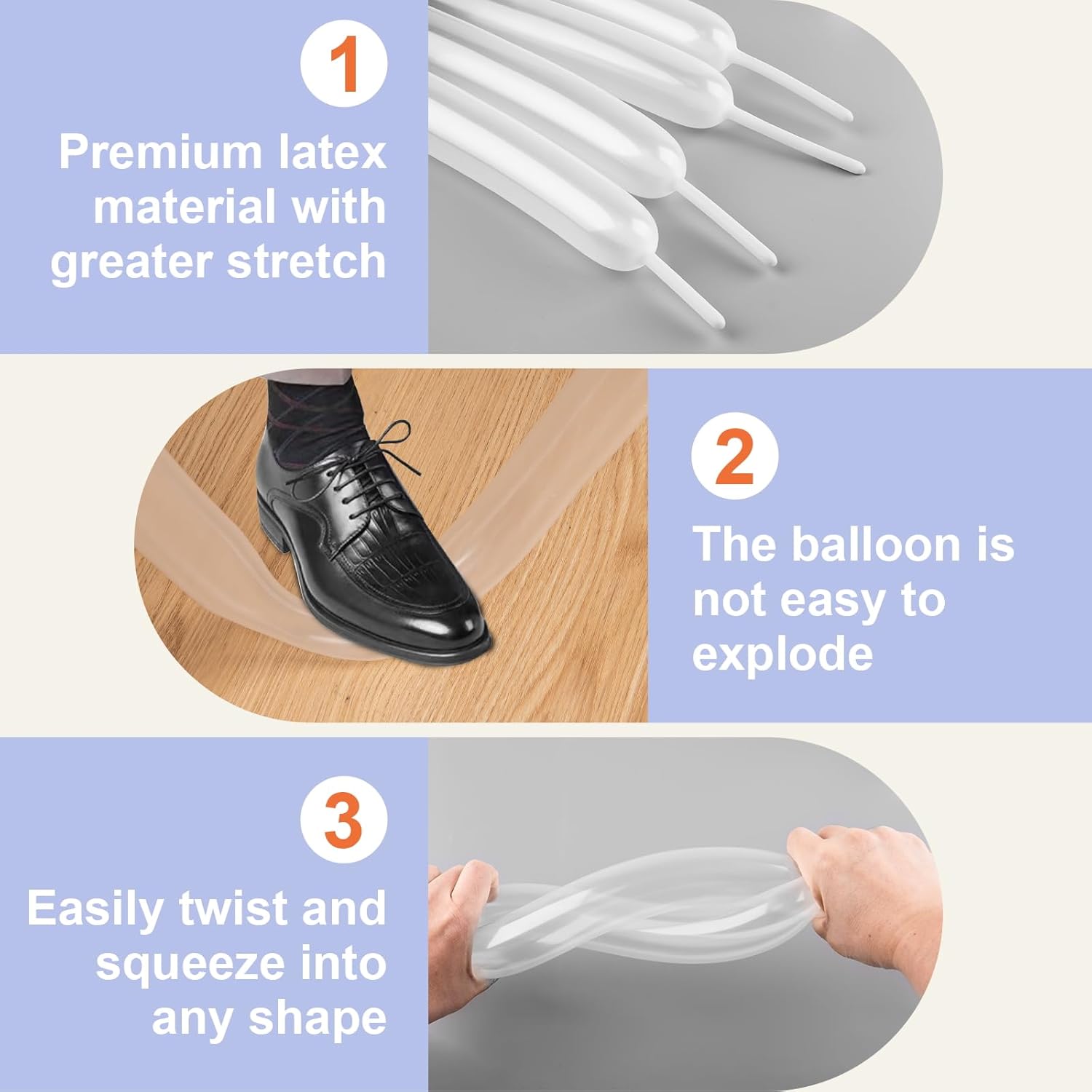 Skiennix 100 PCS White Balloons - Premium Long Skinny Latex for Twisting & Party Decor