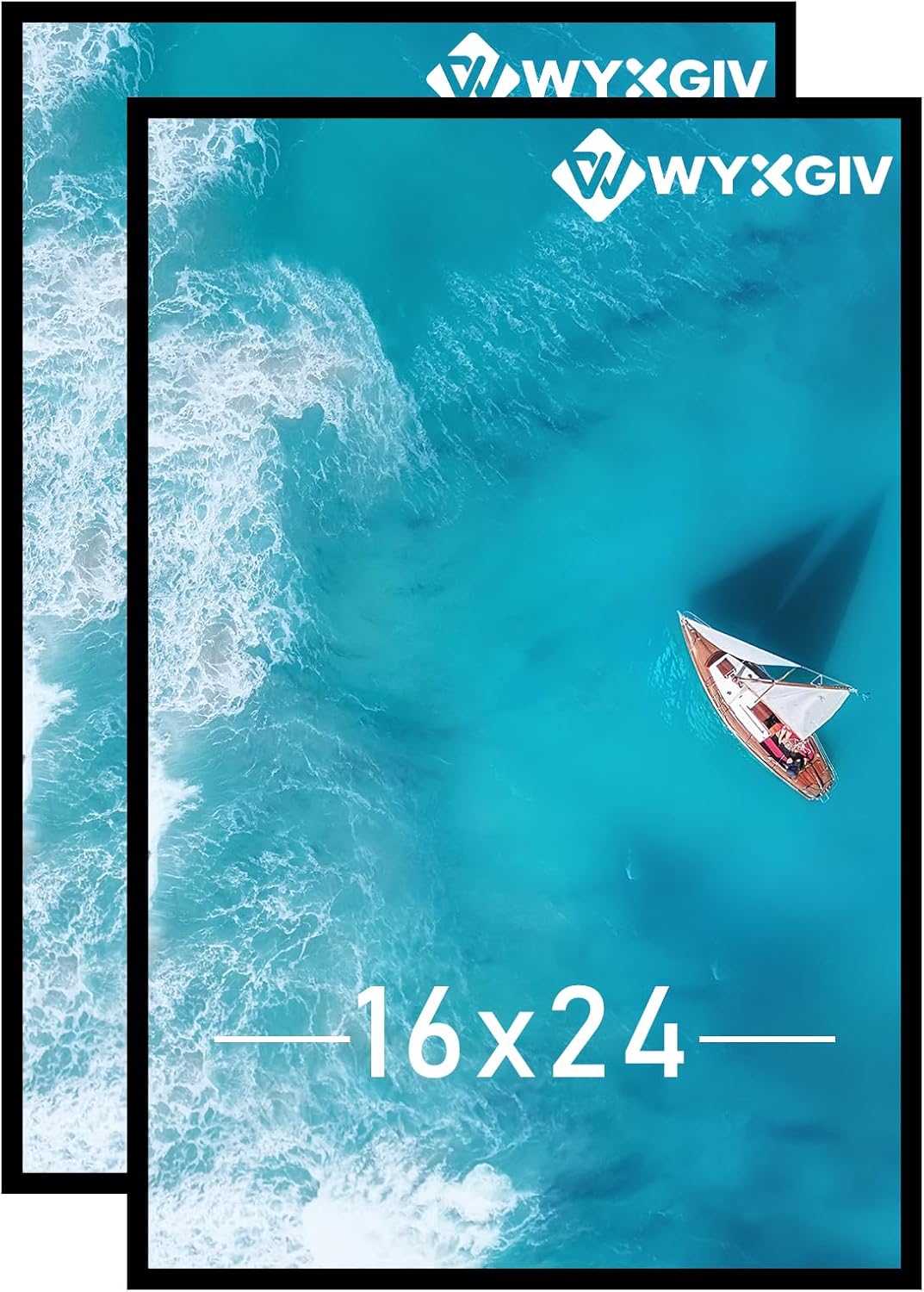 Skiennix 16x24 Picture Frame Set of 2 - Scratch-Proof Black Frames for Horizontal/Vertical Display