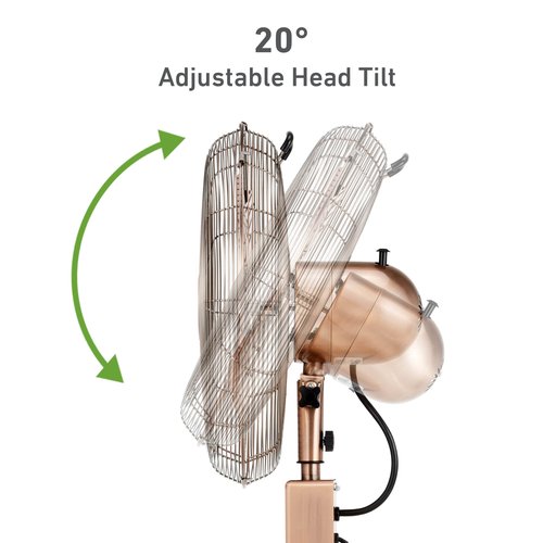 Holmes 16 Inch Copper Digital Metal Stand Fan 3 Speeds 75 Degree Oscillation 20 Degree Head Tilt Adjustable Height Quiet Operation Remote Control for Home Office Bedroom Living Room