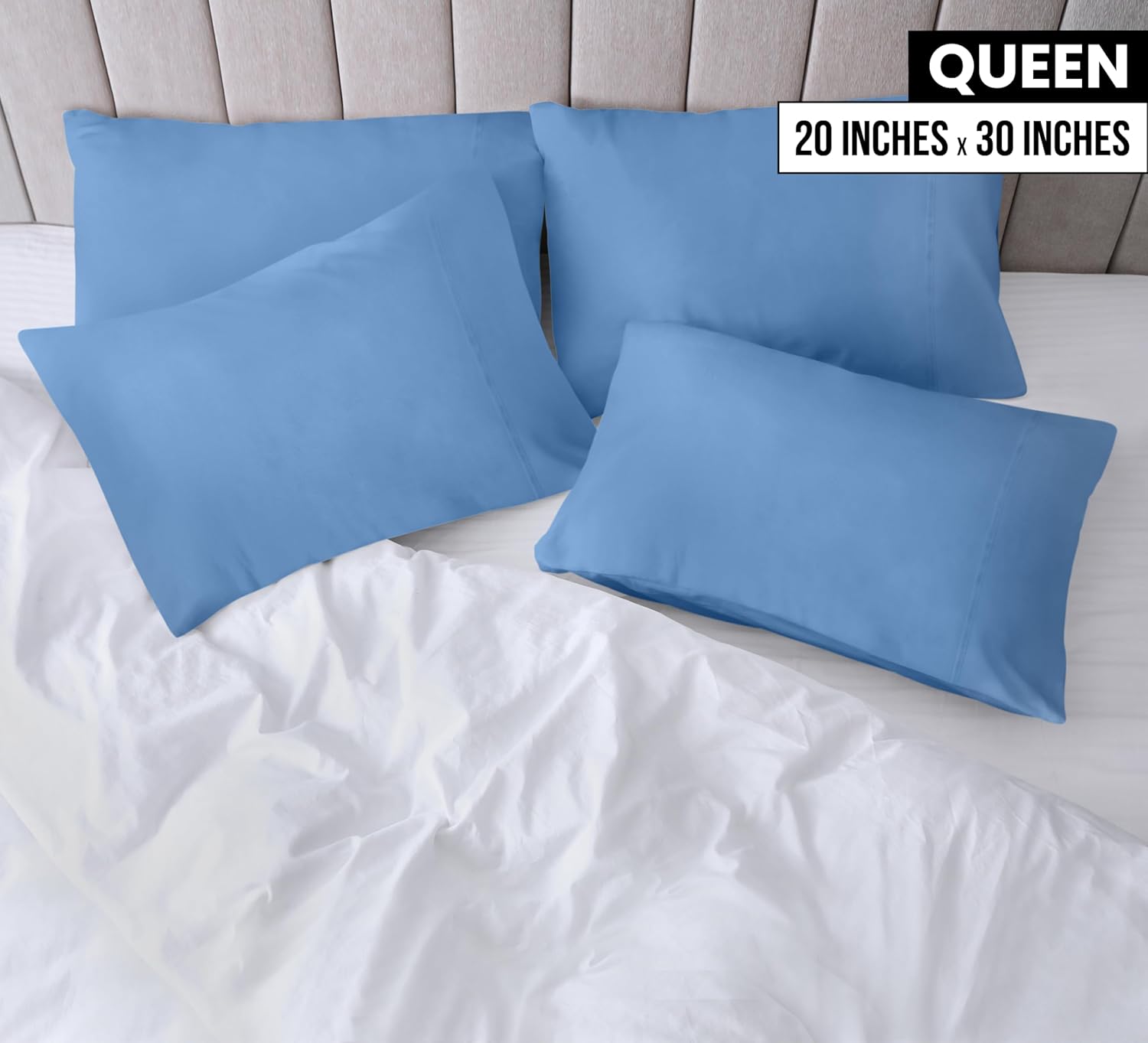 Utopia Bedding Queen Pillowcases - Soft Brushed Microfiber - 4 Pack, Fade Resistant | Dutch Blue 20 x 30 Inches