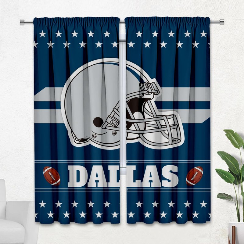 YANGUMGUAN Dallas Curtains Football Themed Blackout Curtains for Bedroom Man Cave & Dallas Room Decor 72" W x 63" L Curtains