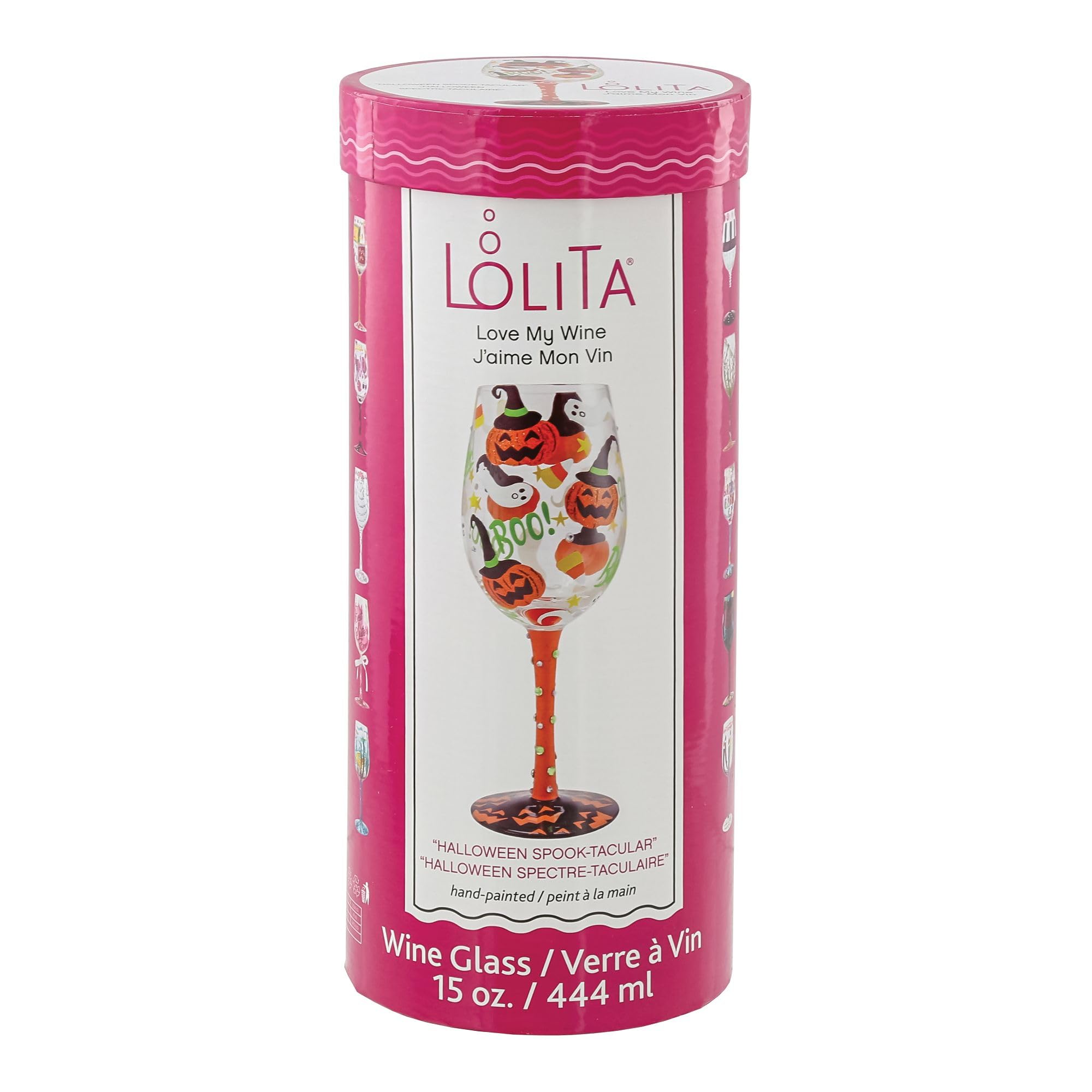 Enesco Lolita Halloween Spook-Tacular Hand-Painted Artisan Wine Glass, 15 Ounce, Multicolor