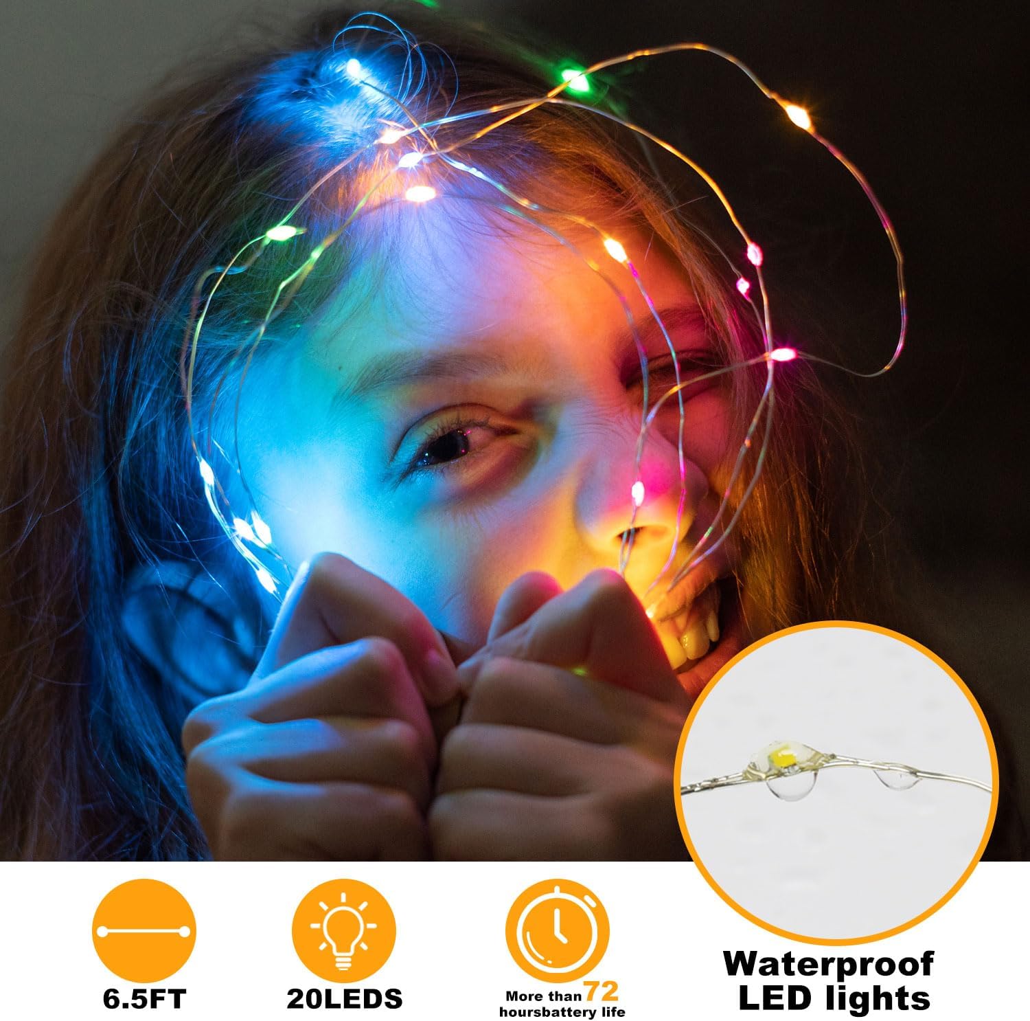 Skiennix 12 Pack Fairy Lights - Battery Operated 7ft Waterproof Silver Wire LED String Lights for DIY Wedding Décor & Party Centerpieces