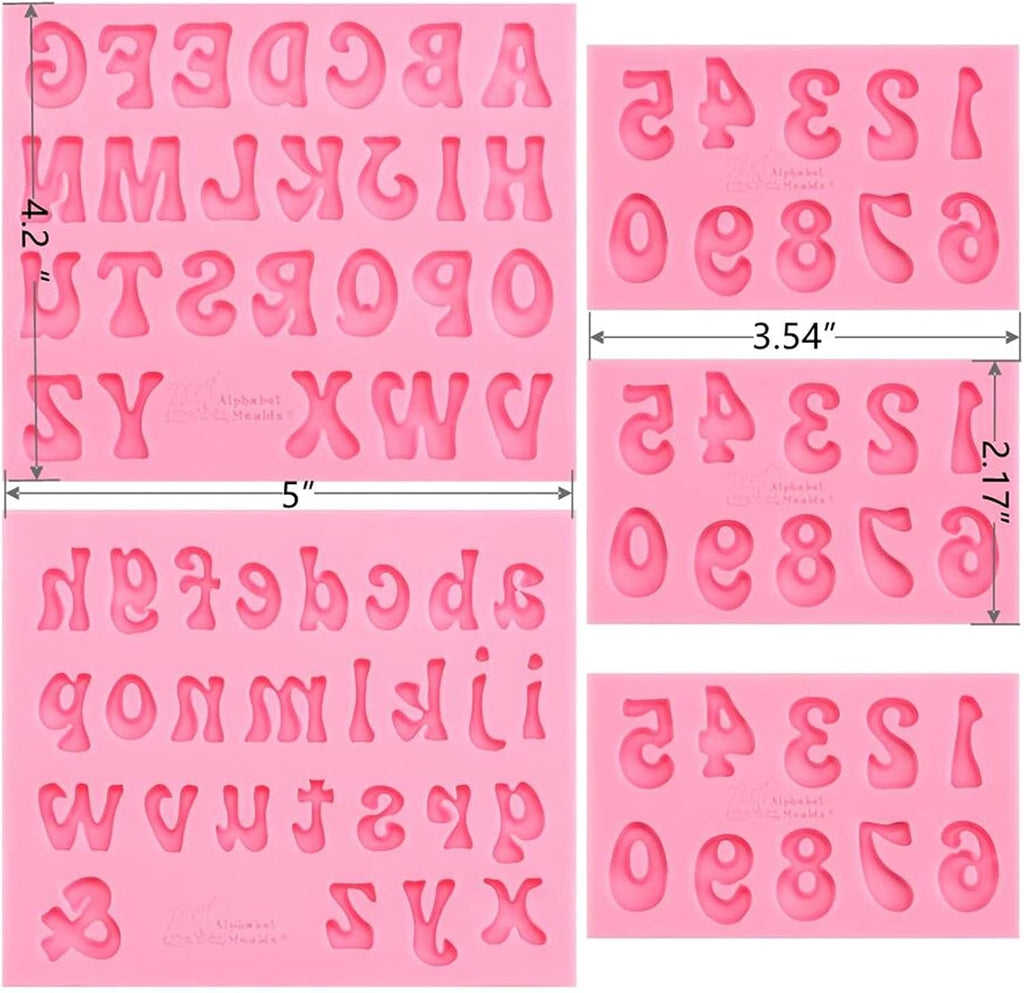 Skiennix Silicone Molds Set - 5-Piece Alphabet & Number Baking Molds for Candy & Cake Decoration
