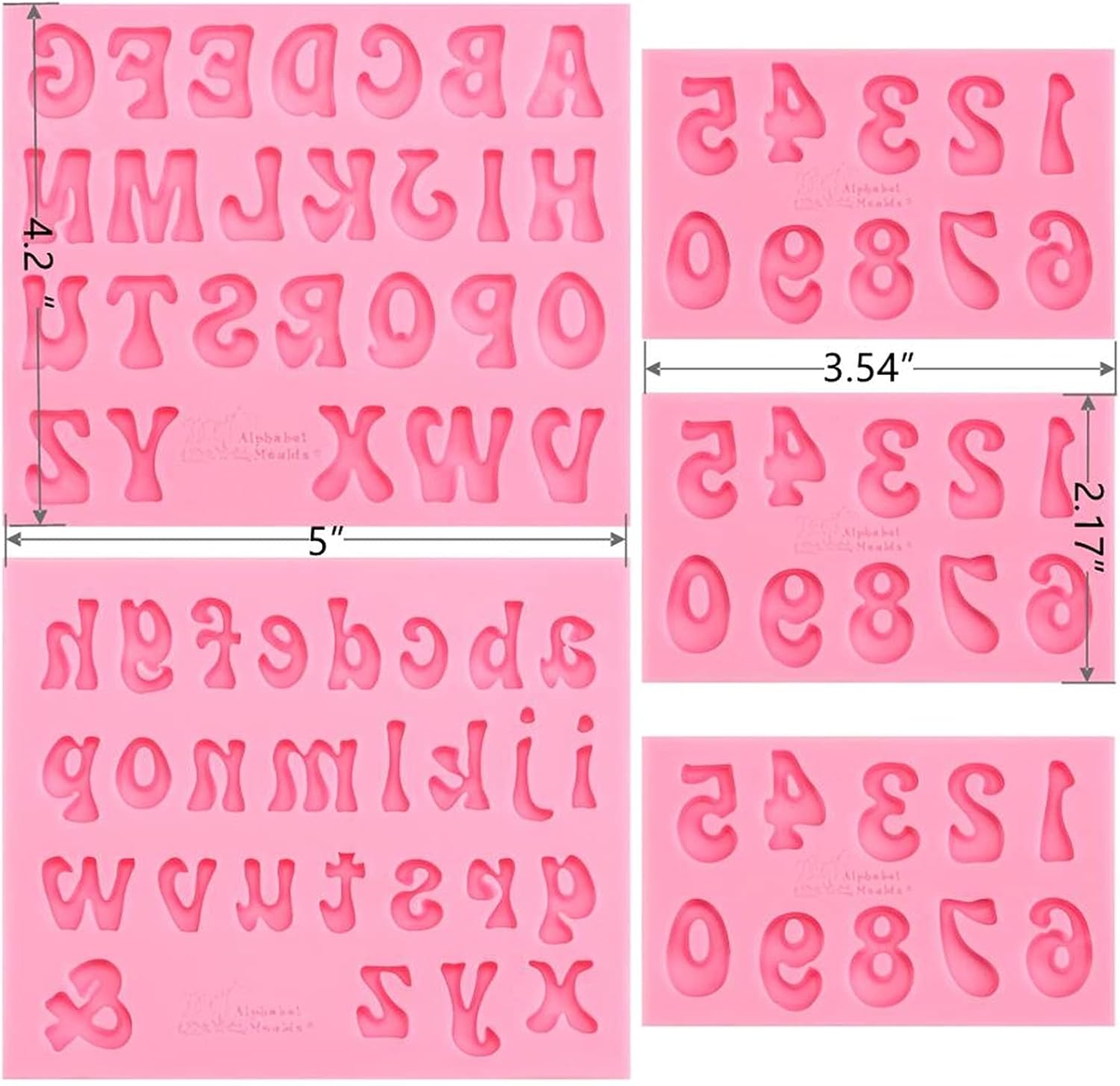 Skiennix Silicone Molds Set - 5-Piece Alphabet & Number Baking Molds for Candy & Cake Decoration