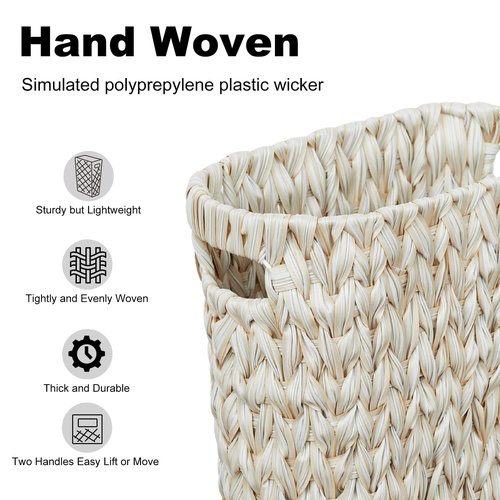 Coeusy Wicker Trash Can 2 Pack White