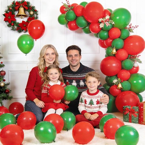 110Pcs Dark Green Latex Balloons - 12 Inch Round Helium Balloons for Christmas Parties