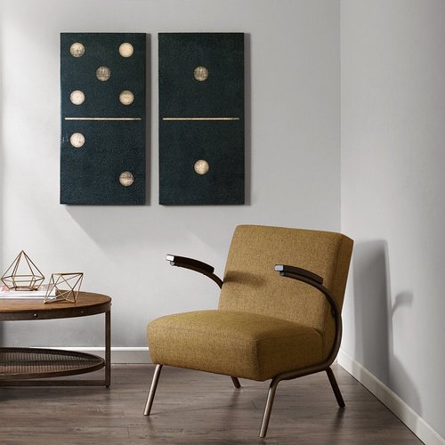 Ink+Ivy, Two Black Dominos Wall Art 2 Pieces Gel Coated Canvas, Easy Hang Setup, Modern Contemporary Design, Las Vegas Gaming Domino Tiles Painting Living Room Décor, Black/White, 18 x 36 x 1.5"