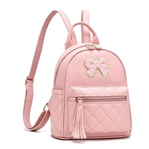 I IHAYNER Mini Backpcak for Girls Small Bowknot Quilted Leather Backpack Purse for Women Cute Trendy Stuff Gifts for Kids (Dark Pink)