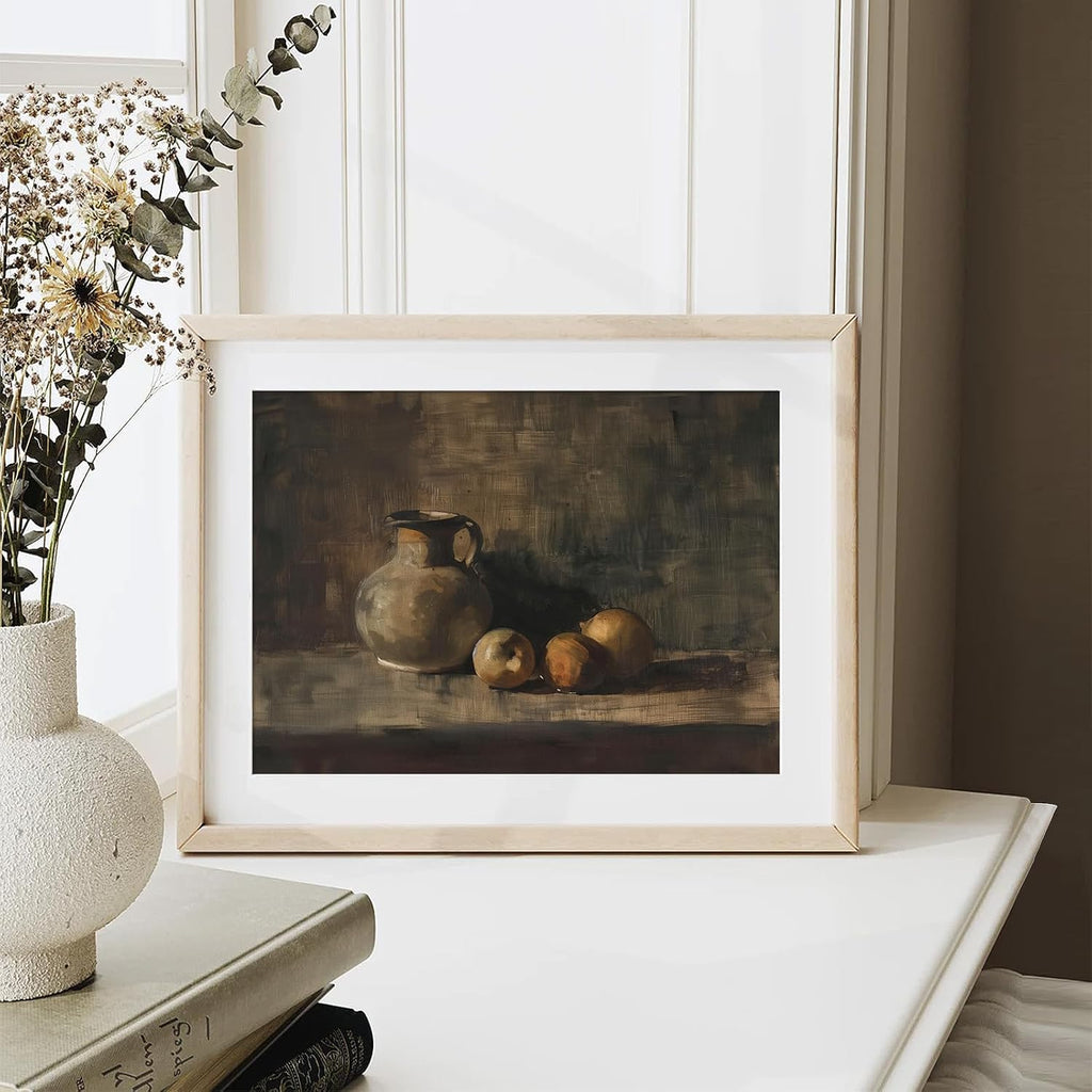 XOCUUI Rustic Vintage Still Life Picture - Peach Fruit Oil Painting Art for Living Room | 8 x 10 No Frame