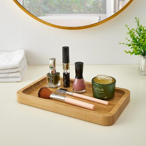 INIUNIK Qtip Holder - 3 Pack Glass Apothecary Jars with Lids | Stylish Bathroom Organizers for Cotton Balls, Swabs, and More