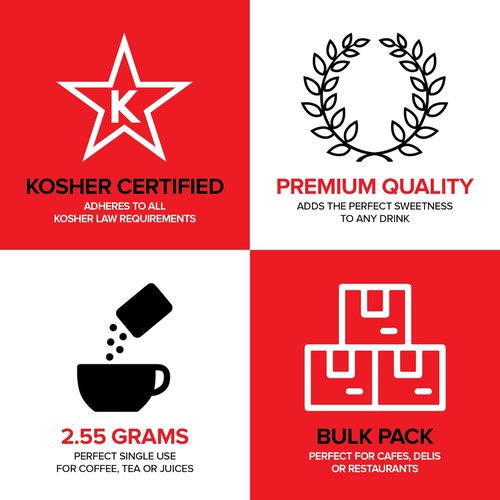 Bulk Sugar Packets - 500 Count Individual Servings of Granulated Sugar for Coffee & Tea
