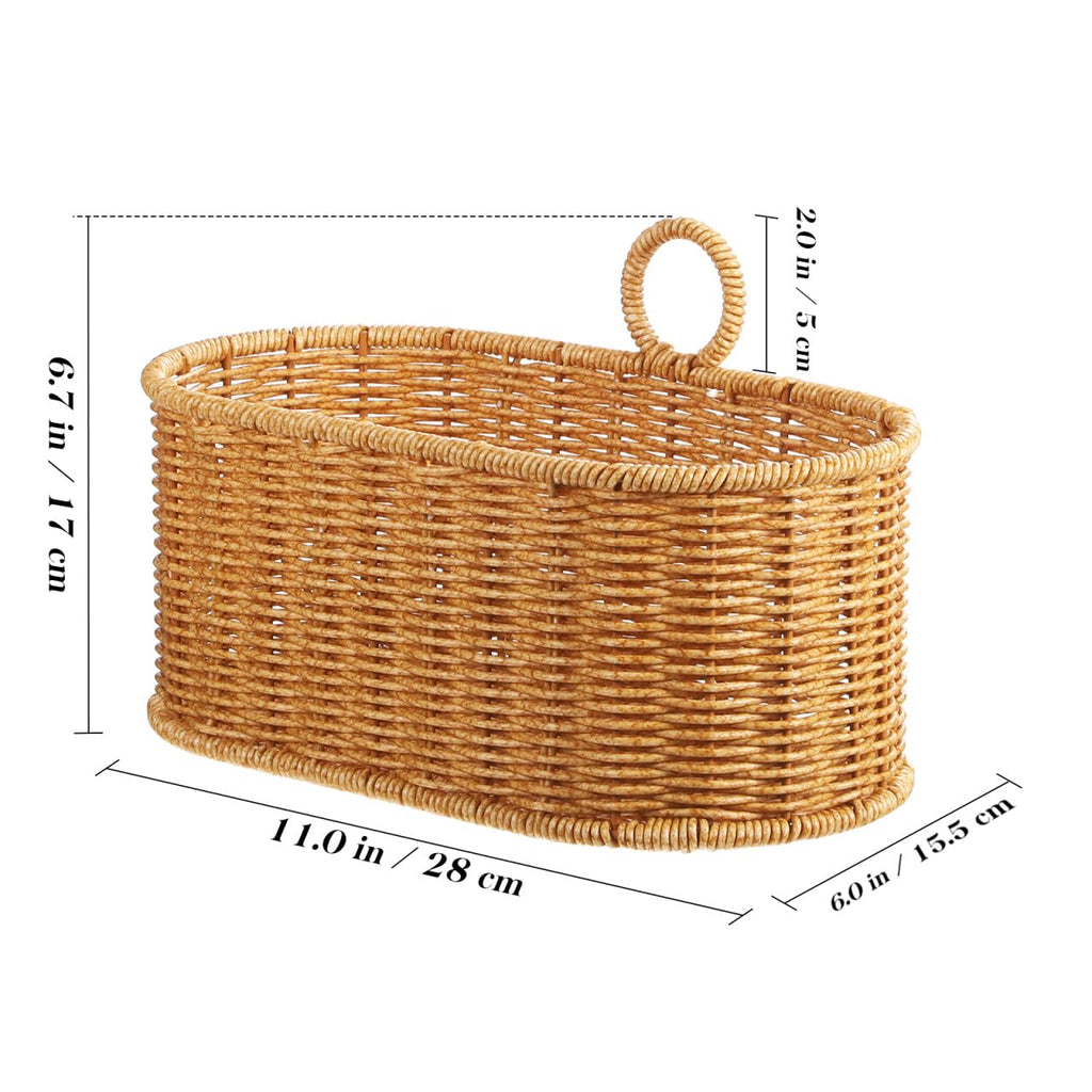 Luxshiny Wall-Mounted Storage Basket - Stylish Woven Hanging Basket for Kitchen Bathroom and Living Room Ideal for Organizing Fruits Vegetables and Flowers 11.02X6.69X6.1 Inches