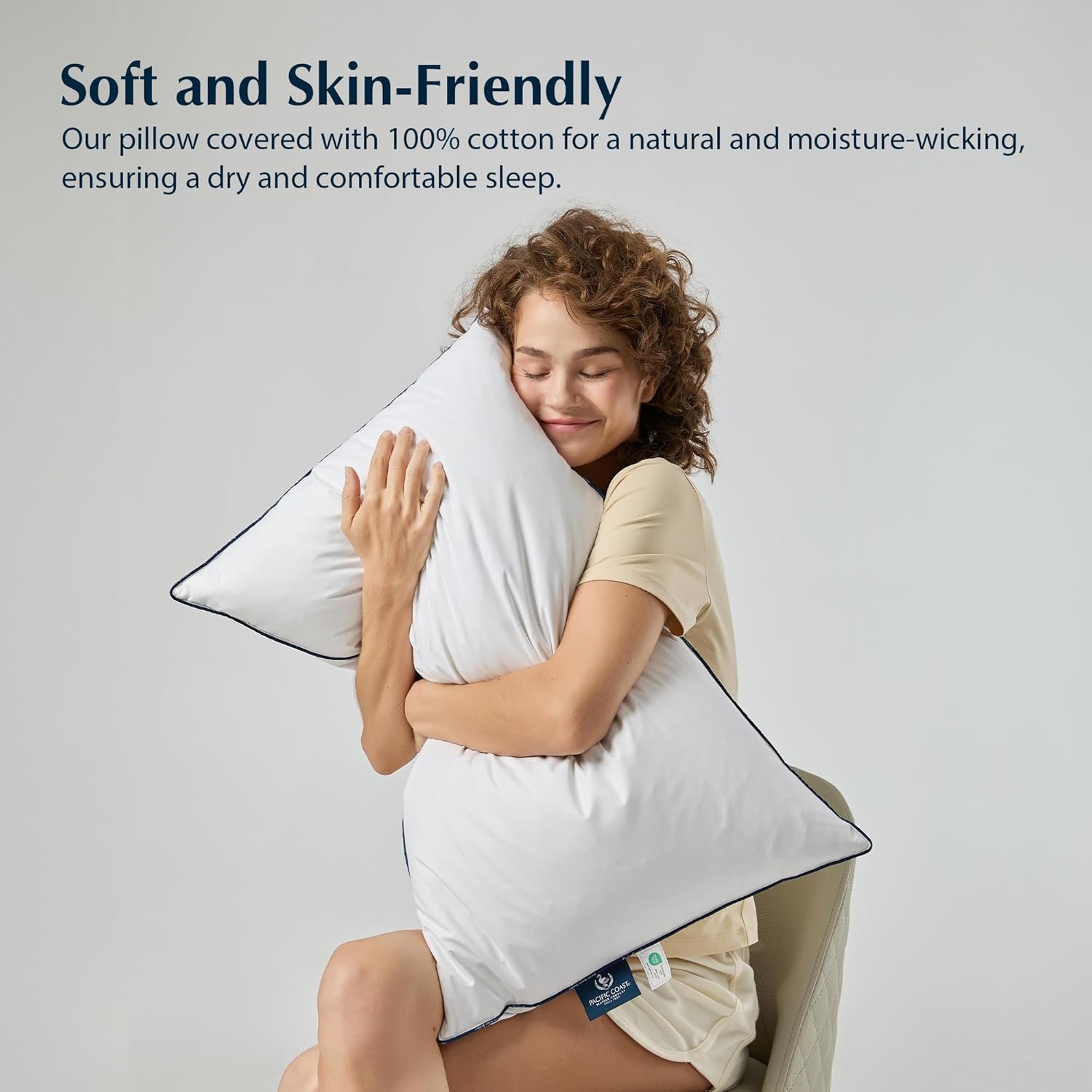 Pacific Coast Goose Feather & Down Bed Pillows - Soft, Fluffy Standard Size Set of 2 | Downproof 100% Cotton Shell