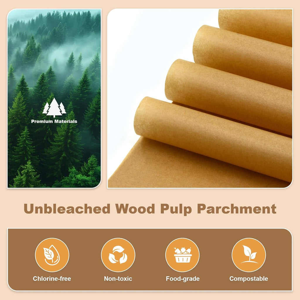 Parchment Paper Sheets | 220 Pcs Non-Stick Precut Baking Paper | 8.5x8.5 Inch, Oil & Water Resistant