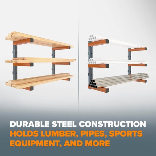 Bora Lumber Storage Rack - 3-Level Wall Mount Wood Organizer | 2-Pack for Garage Organization
