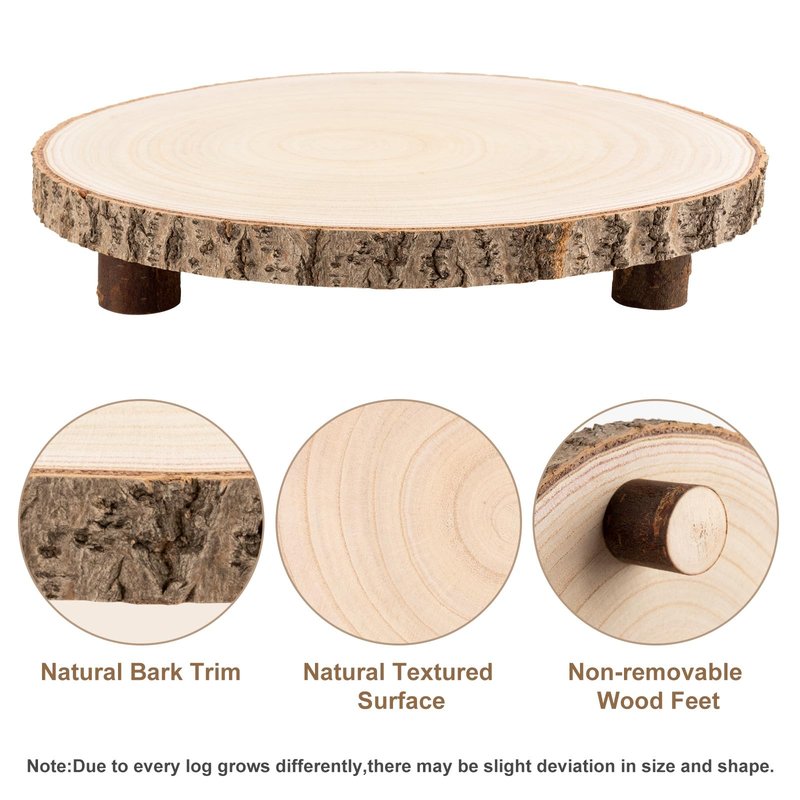 Ruizhihu Wood Cake Stand, 10-11 Inch Wood Slice With Legs, Rustic Slice Cake Stand, for Wedding Table Centerpieces, Woodlandthemed Parties, Event, Birthday Party
