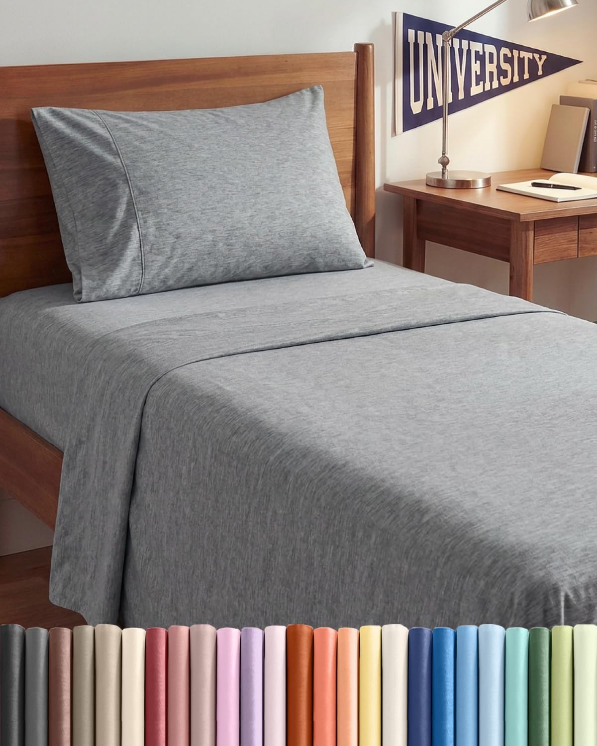 Skiennix Twin XL Sheet Set - Comfy Cooling Bed Sheets with Deep Pockets - Luxury Grey Bedding for All Ages