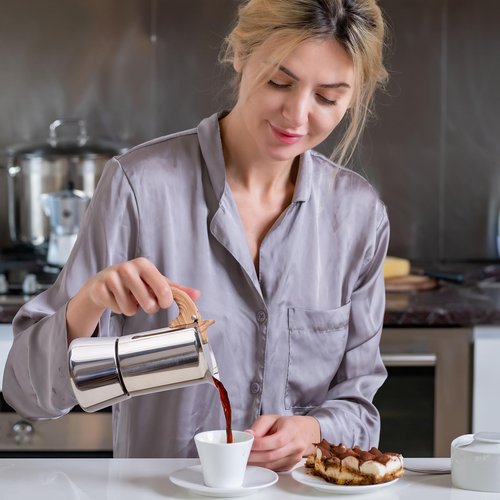 JingleChoo Induction Moka Pot, Stainless Steel, Stovetop Espresso Coffee Maker, 4 Cup/200ml/7.0oz, Easy to Use and Clean, Camping Home Use | for Mocha Cappuccinos, Lattes