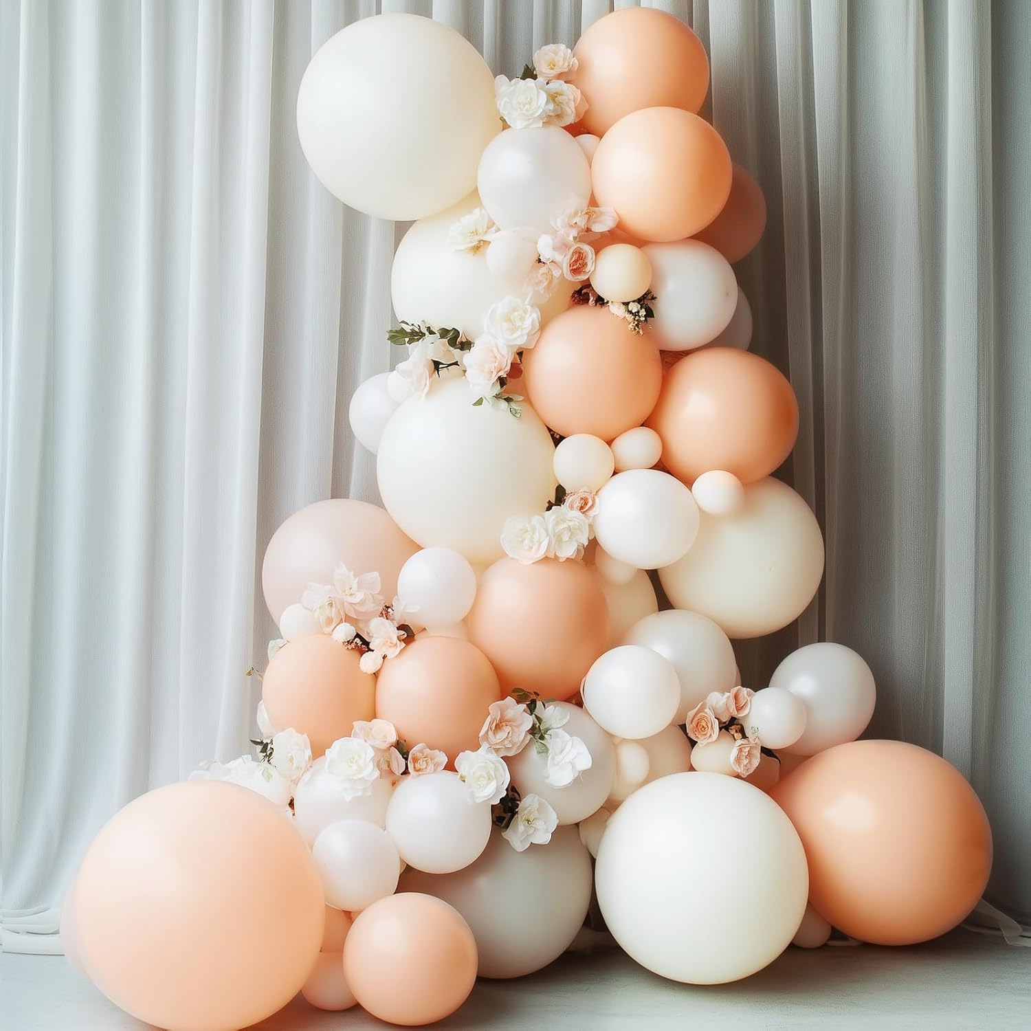 RUBFAC Nude Balloon Garland Kit - 129pcs in Various Sizes | Boho Beige & Apricot for Parties, Gender Reveals, Weddings