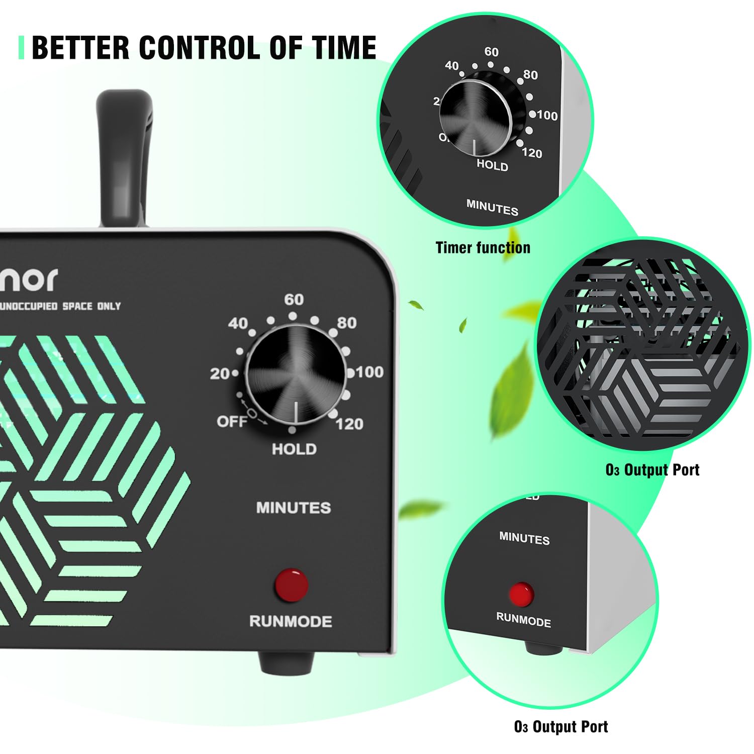 Ozone Generator 90,000mg/h for Up to 6,000 Sq Ft, High-Capacity Commercial Ozone Machine with Timer, Portable Air Purifier & Deodorizer for Home, Basement, Smoke, Pets, Car, Office