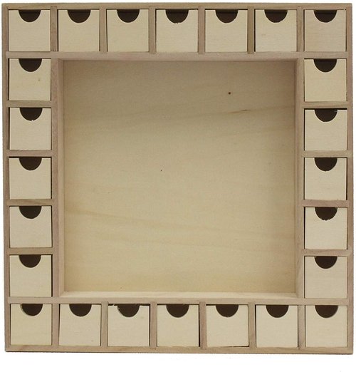 Creative Hobbies 13-Inch Christmas Advent Calendar Shadow Box - Pre-Assembled with Removable Drawers | Unfinished Wood for DIY Gifts & Crafts
