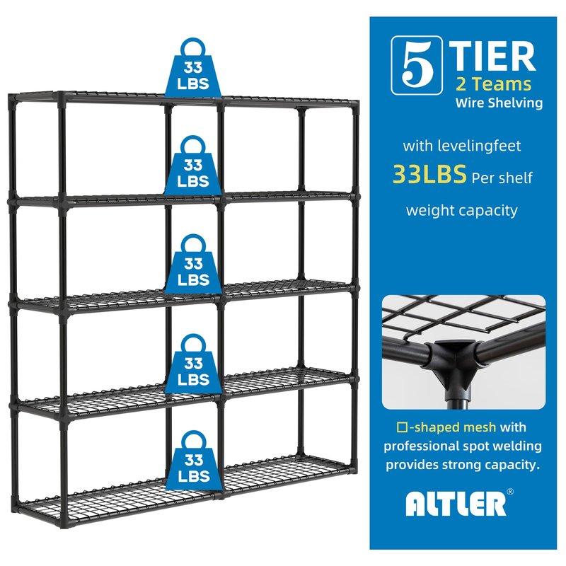 ALTLER Heavy Duty 4-Shelf Shelving Unit Standing Storage Shelf Units for Laundry Bathroom Kitchen Pantry Closet