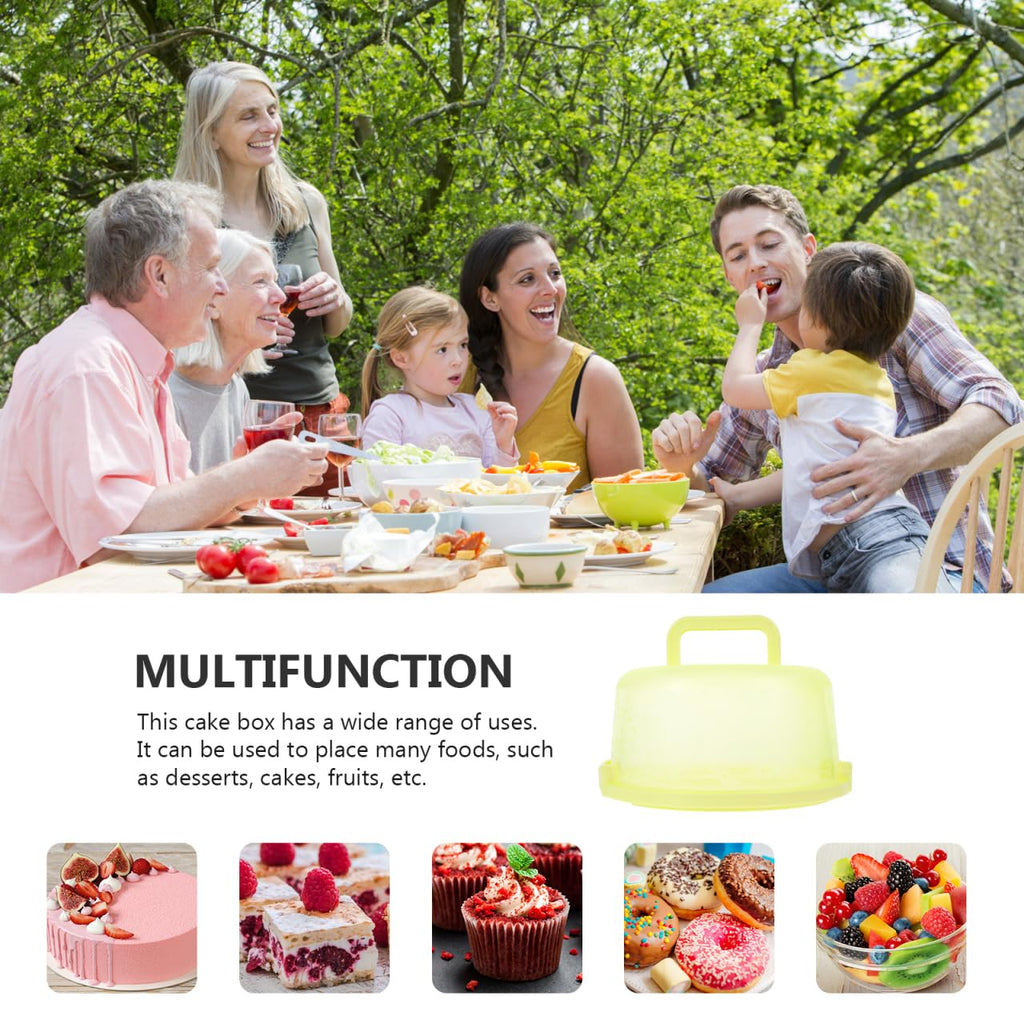 YARNOW Portable Cake Carrier with Handle 9.75 Inch Transparent Plastic Cake Box Kitchen Baking Storage Container for Birthday Parties Outdoor Use