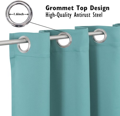 ChrisDowa Small Window Curtains - Grommet Thermal Insulated Room Darkening Panels, Aqua, 34 x 36 Inch