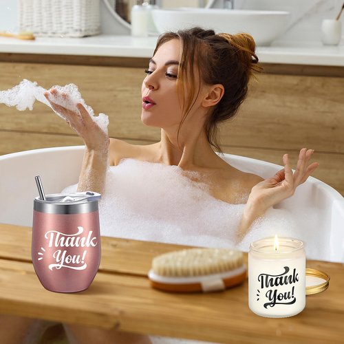 Tioncy 24 Pcs Thank You Gift Baskets for Women Valentine Galentines Teacher Spa Birthday Appreciation Boxes Nurse Employee Basket Relaxation Key Chain Mug Card Sock for Coworker(Thank You)