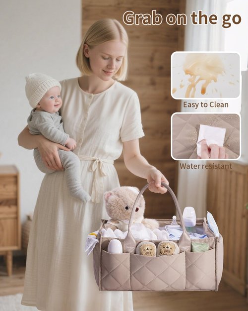 CEI-CEI Baby Diaper Caddy Organizer - Large Portable Nursery Storage Basket with Handle for Newborn Essentials